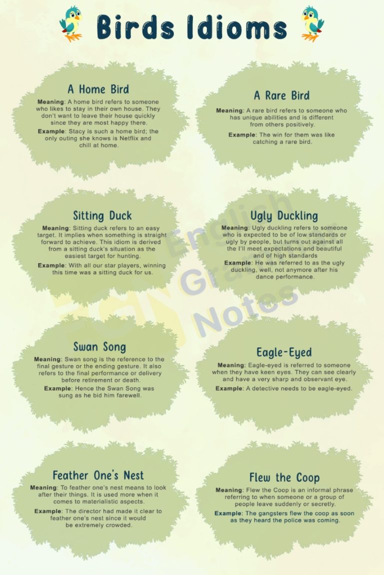 Bird Idioms | List of Bird Idioms With Meaning and Examples – English ...