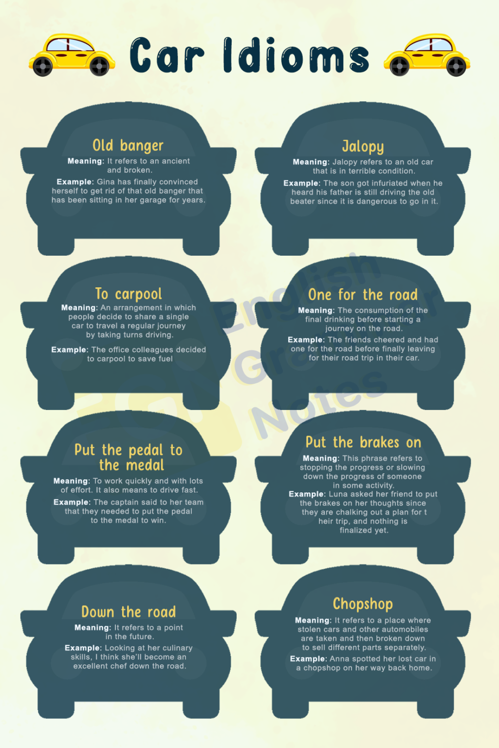 Car Idioms List of Car Idioms With Meaning with Examples English