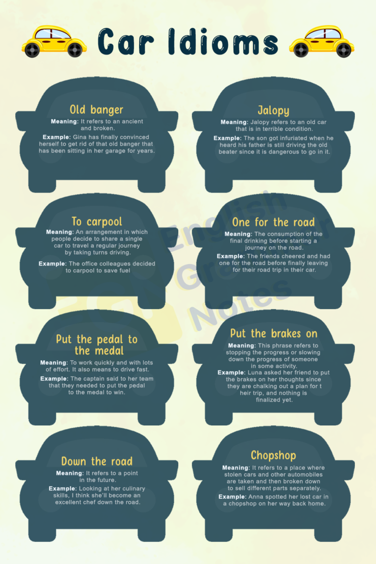 Car Idioms List of Car Idioms With Meaning with Examples English