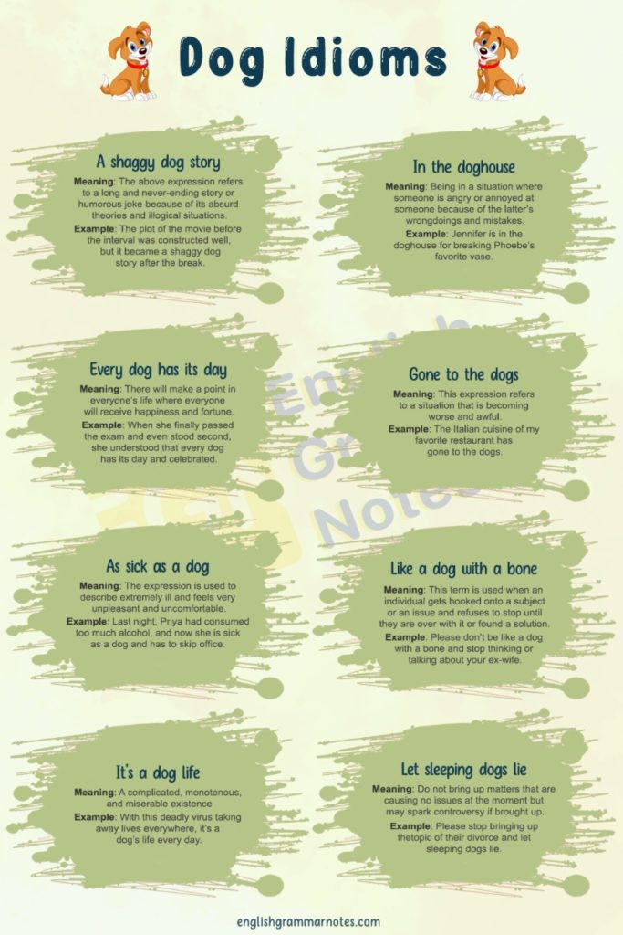 Dog Idioms List of Dog Idioms With Meaning and Examples English Grammar Notes
