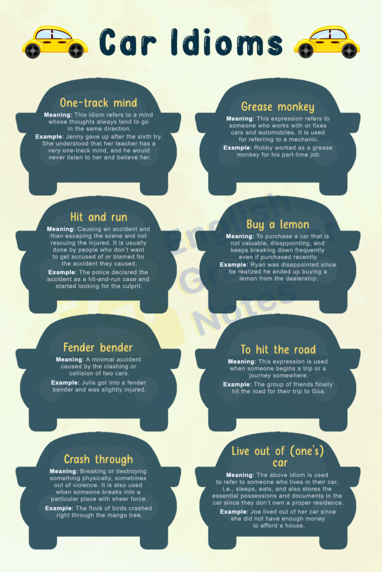 Car Idioms List of Car Idioms With Meaning with Examples English