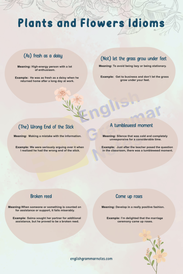 Plants and Flowers Idioms List of Plants and Flowers Idioms With