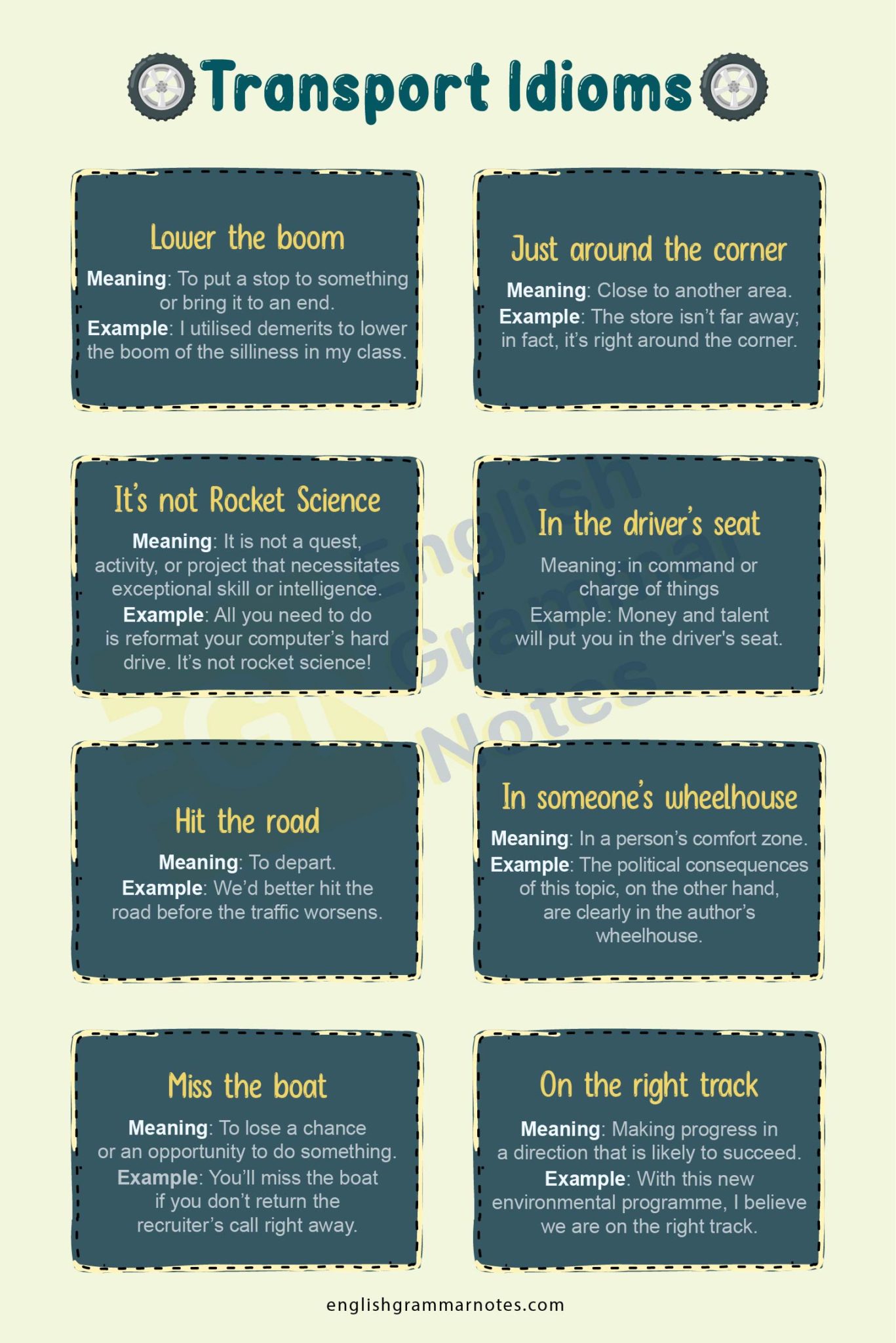 idioms about travel and transport