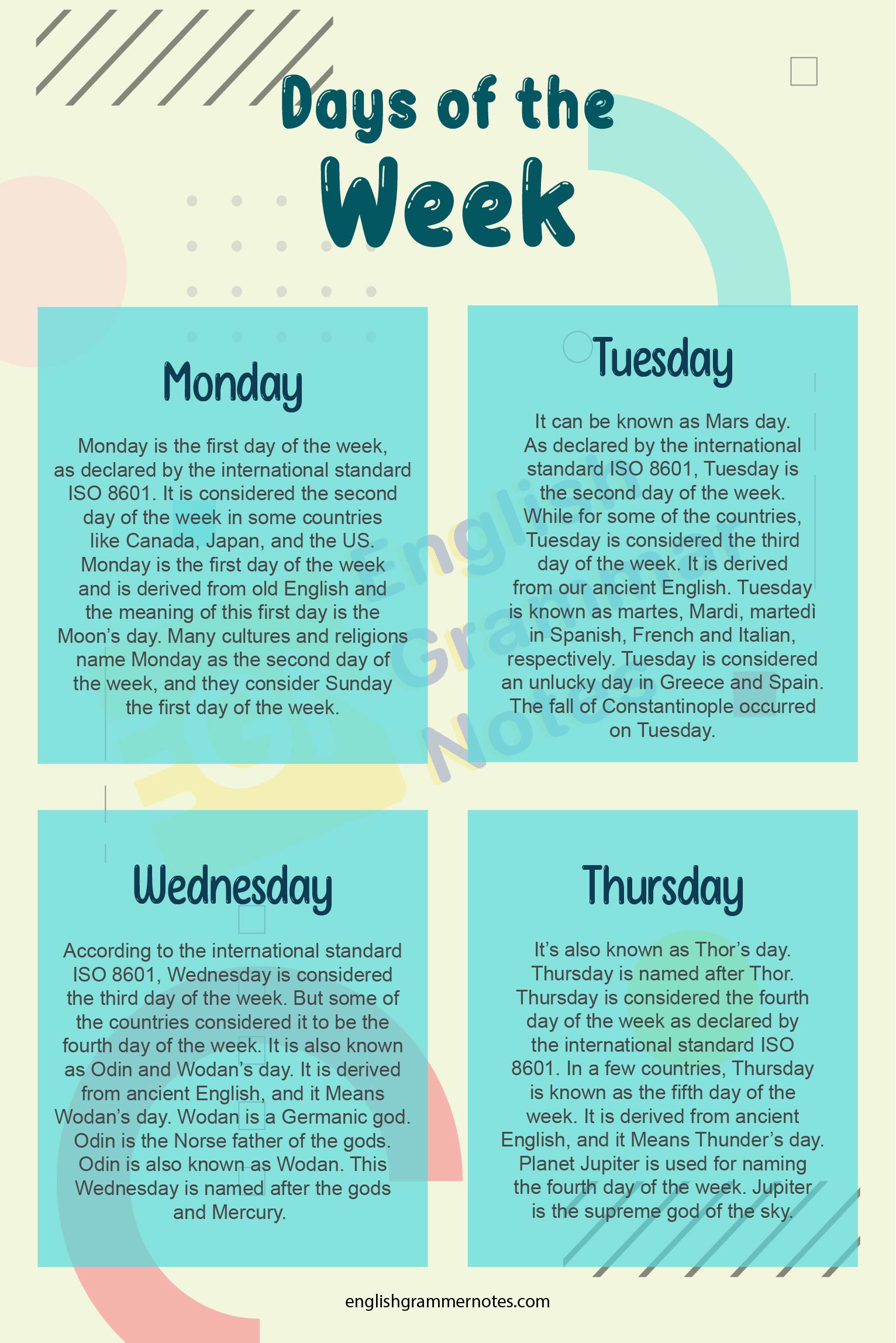 Days Of The Week Seven Days In A Week Names Of Days In A Week 