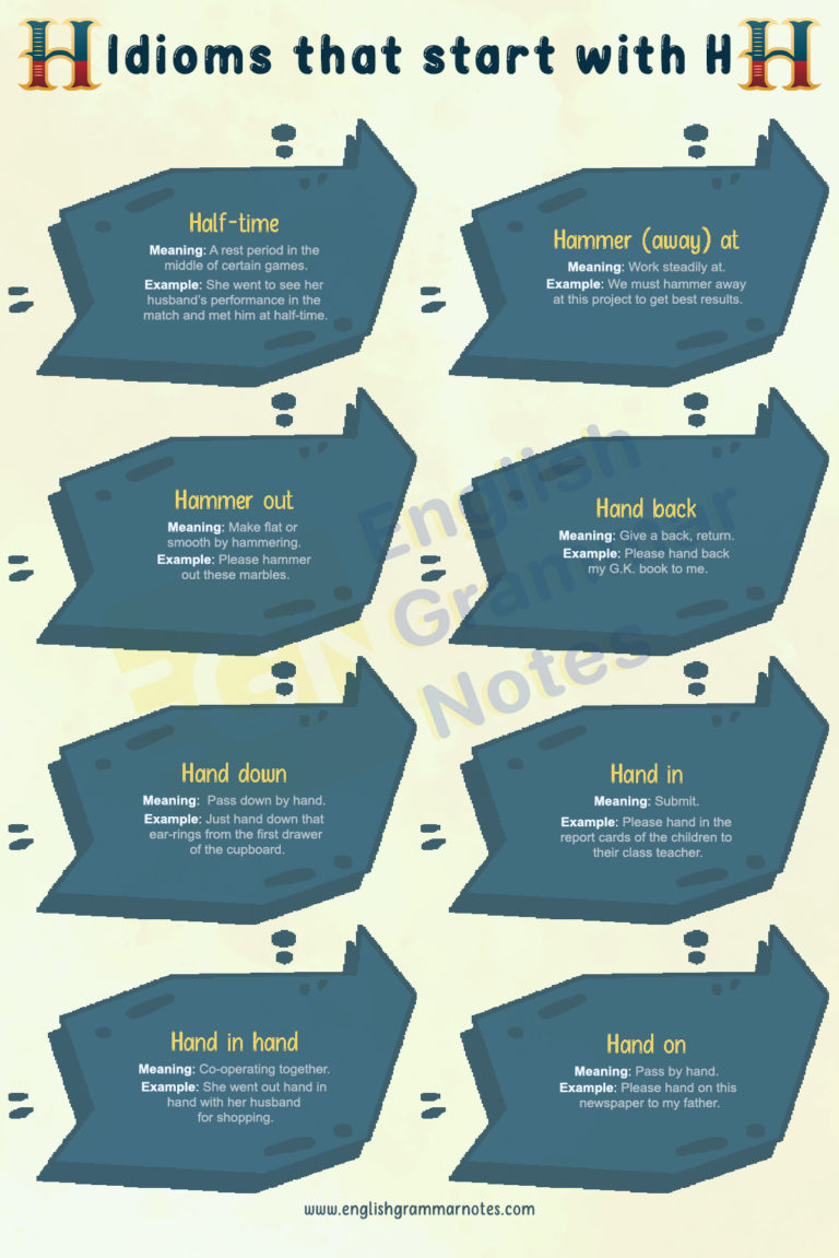 Idioms That Start With H Important Phrases That Starting With Letter H English Grammar Notes