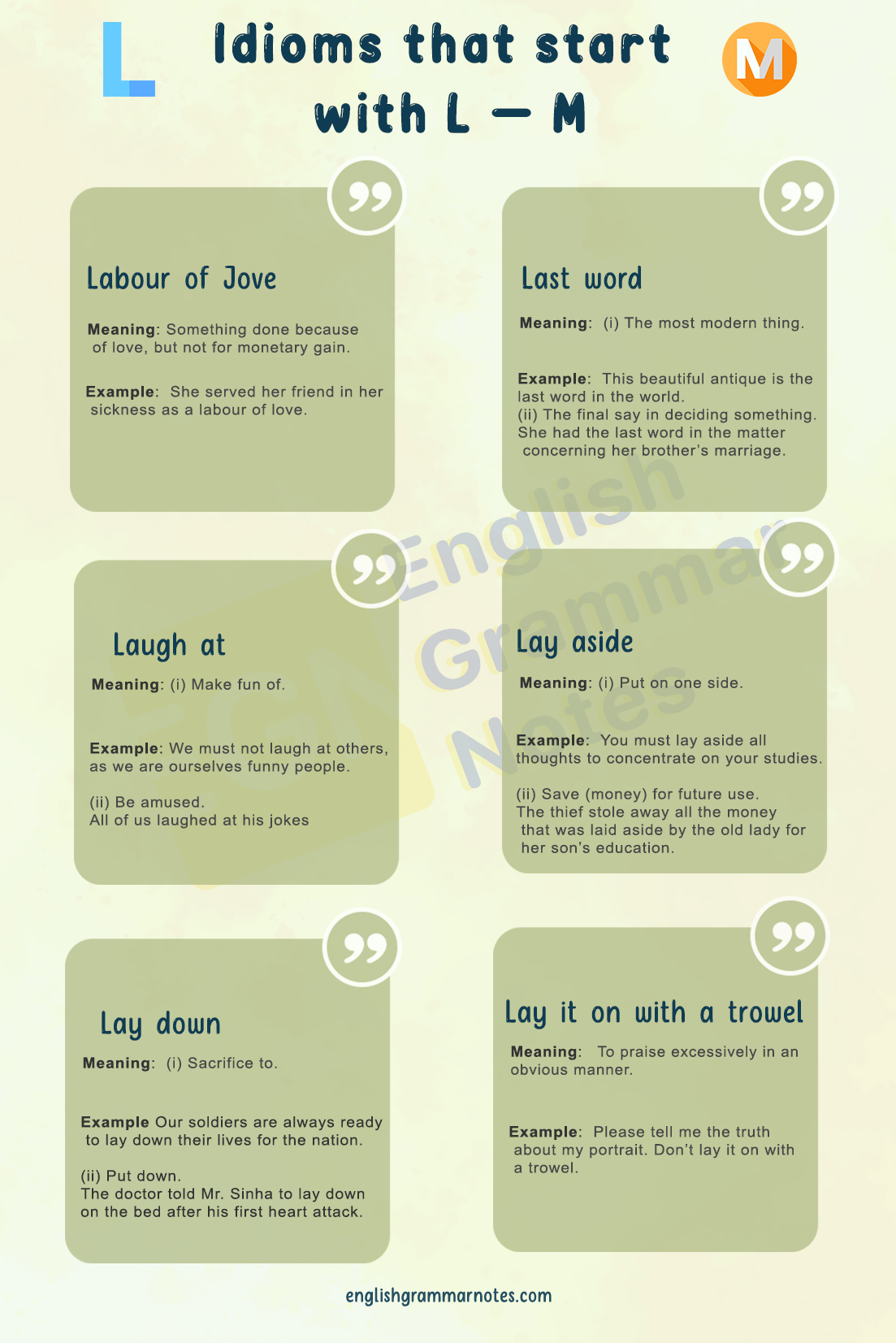 Idioms that start with L - M 1