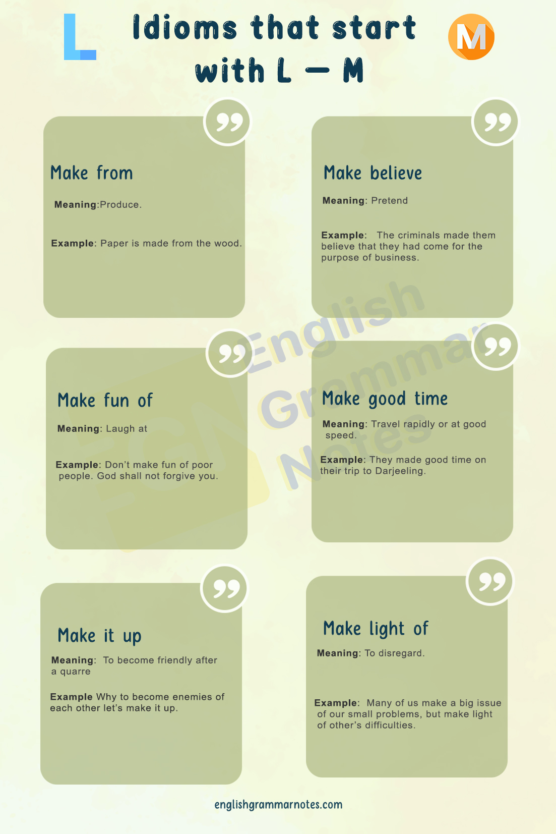 Idioms that start with L - M 2