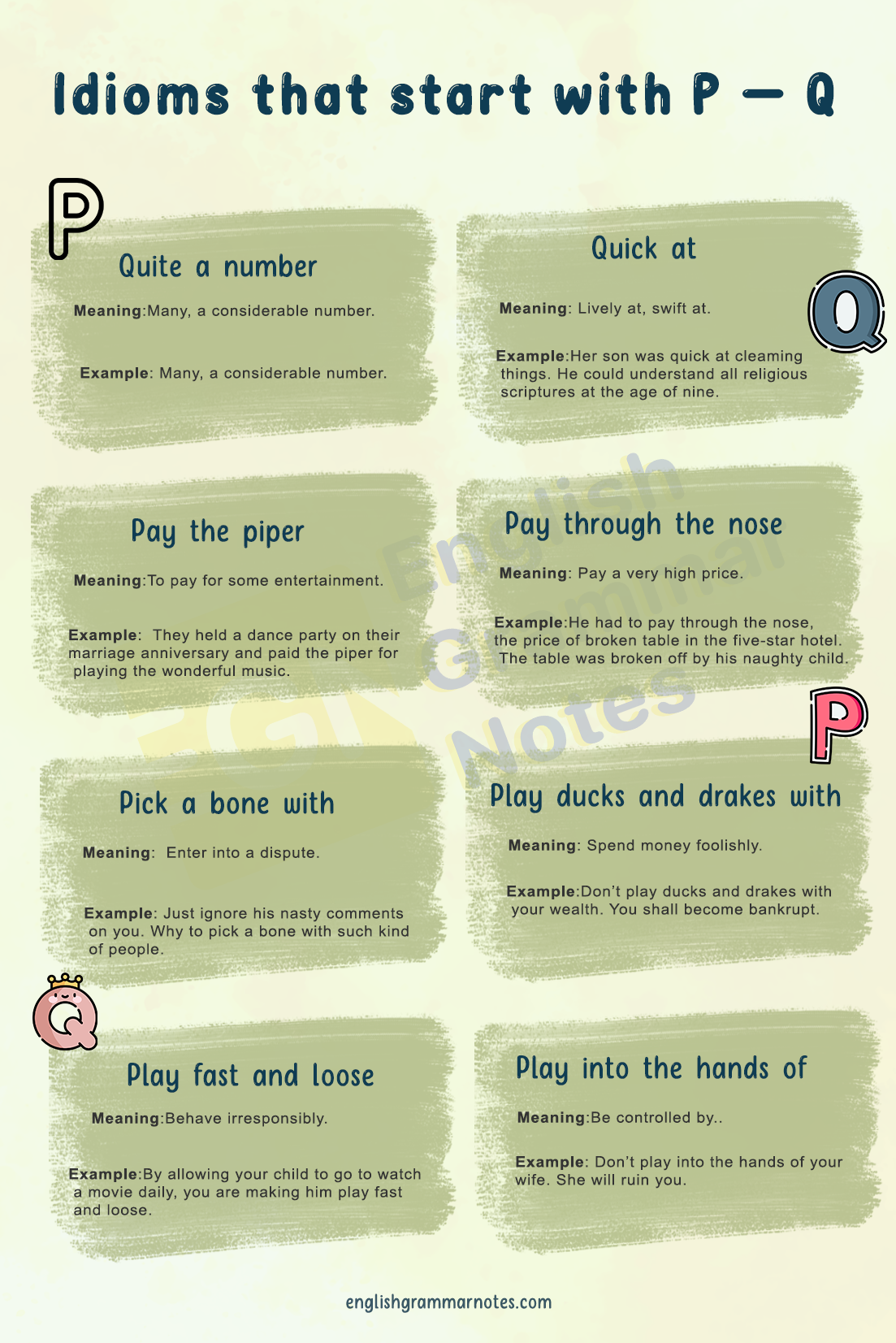 Idioms that start with P - Q 2