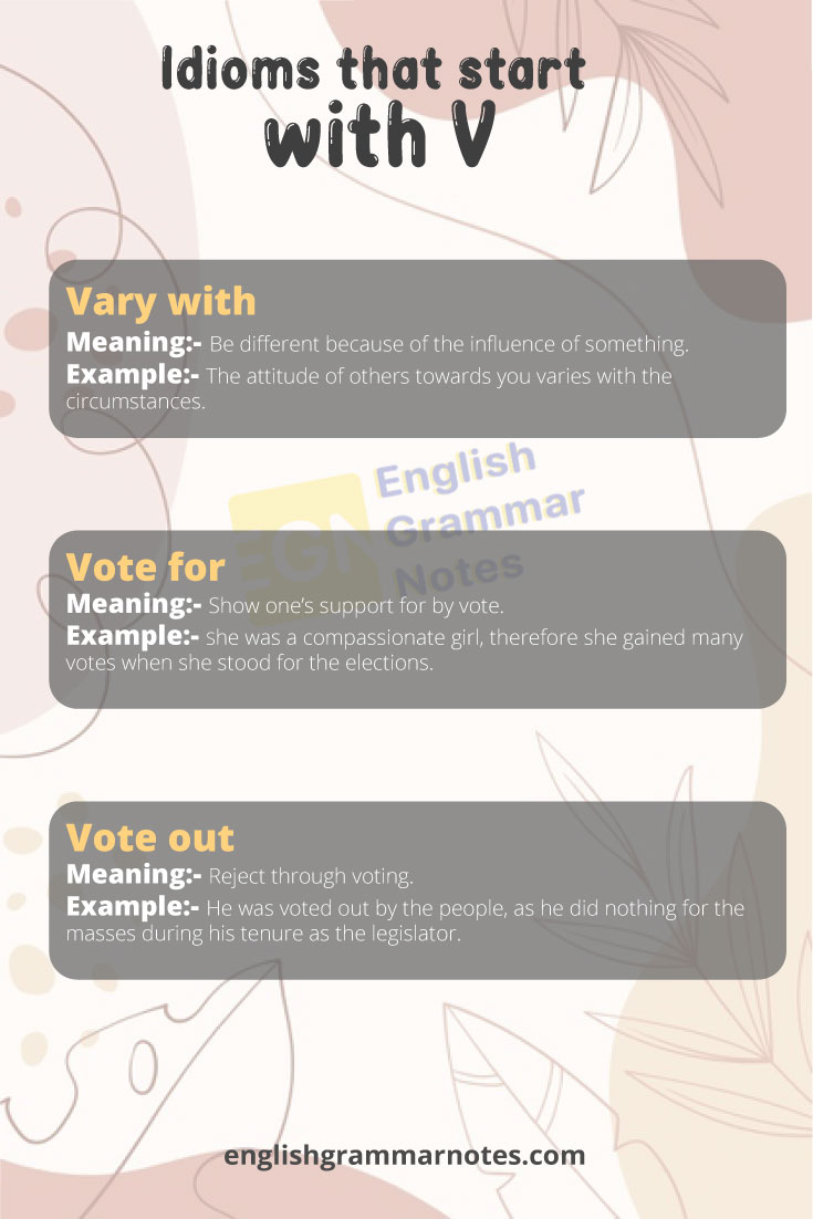 Idioms that start with V