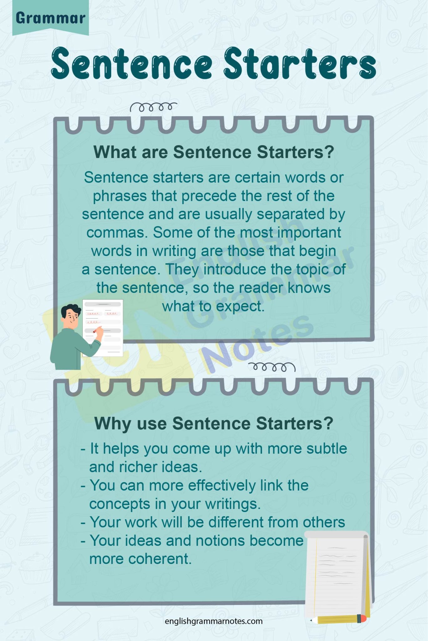 essay summary starters