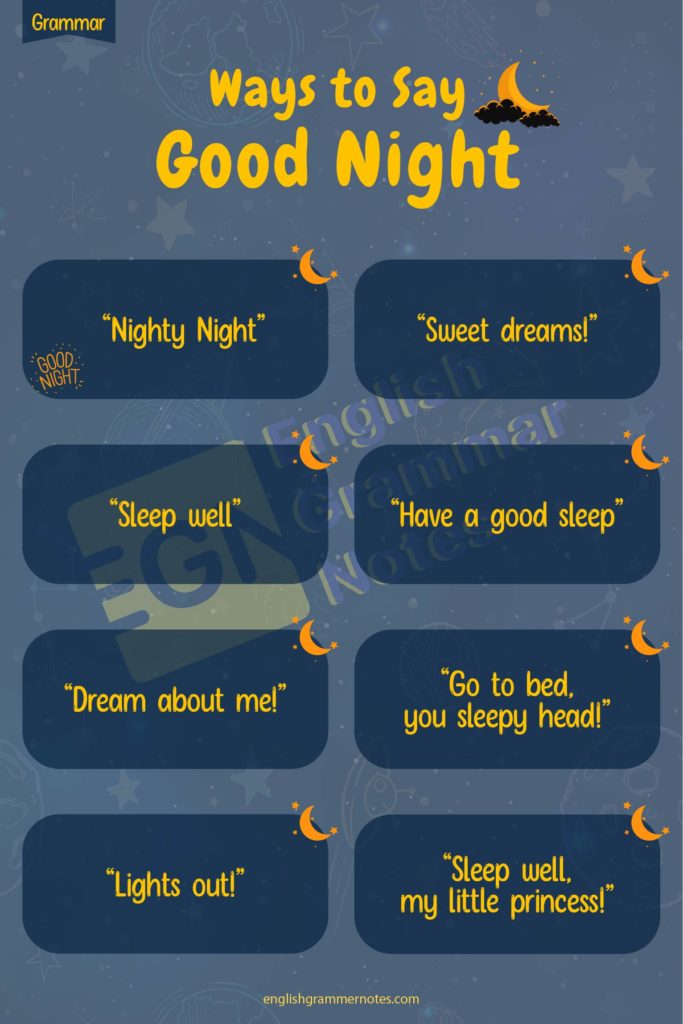Ways to Say Good Night Cute, Formal, Romantic Ways To Wish Good Night English Grammar Notes
