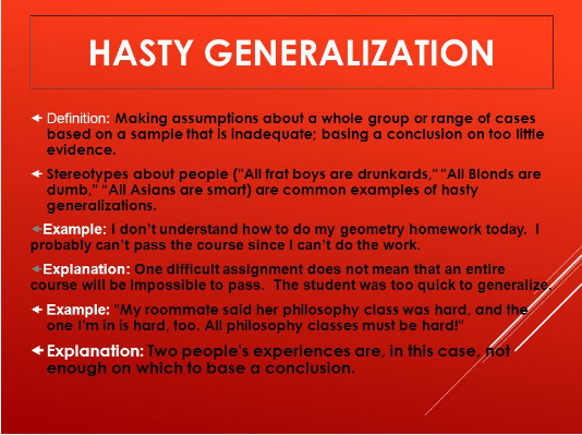 hasty generalization examples in social media