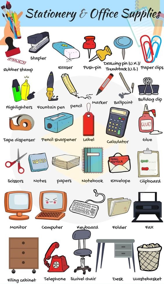 stationery and office supplies vocabulary img-1