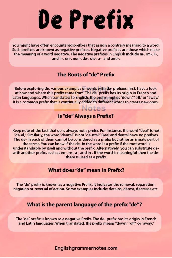 De Prefix – Definition, Meaning and Examples  How to Identify De