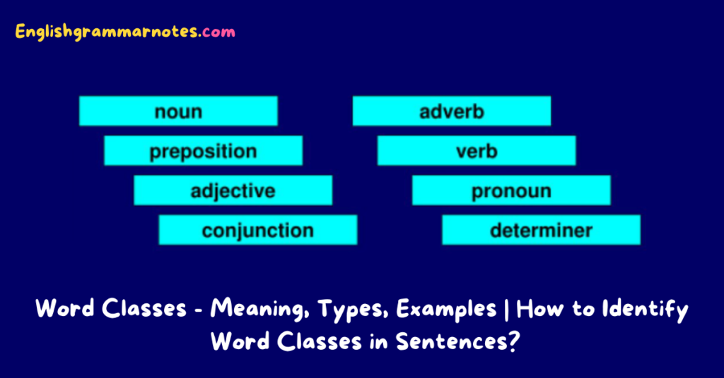 Word Classes Meaning Types Examples How To Identify Word Classes In Sentences English 